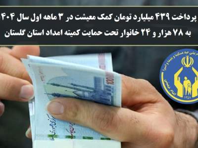 پرداخت 439میلیارد تومان کمک معیشت به خانواده های تحت حمایت کمیته امداد گلستان در سه ماه اول سال1404
